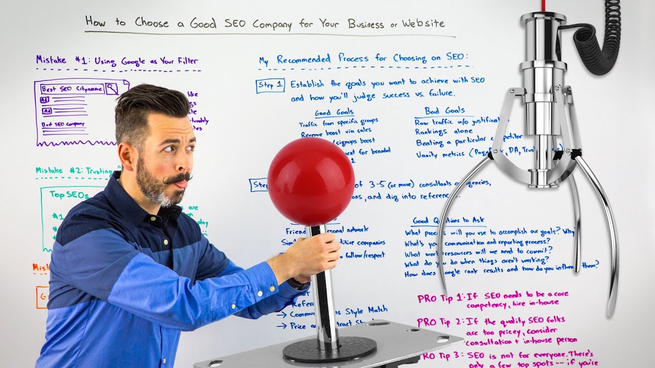 How to choose an SEO company — Moz Whiteboard Friday (video thumbnail)