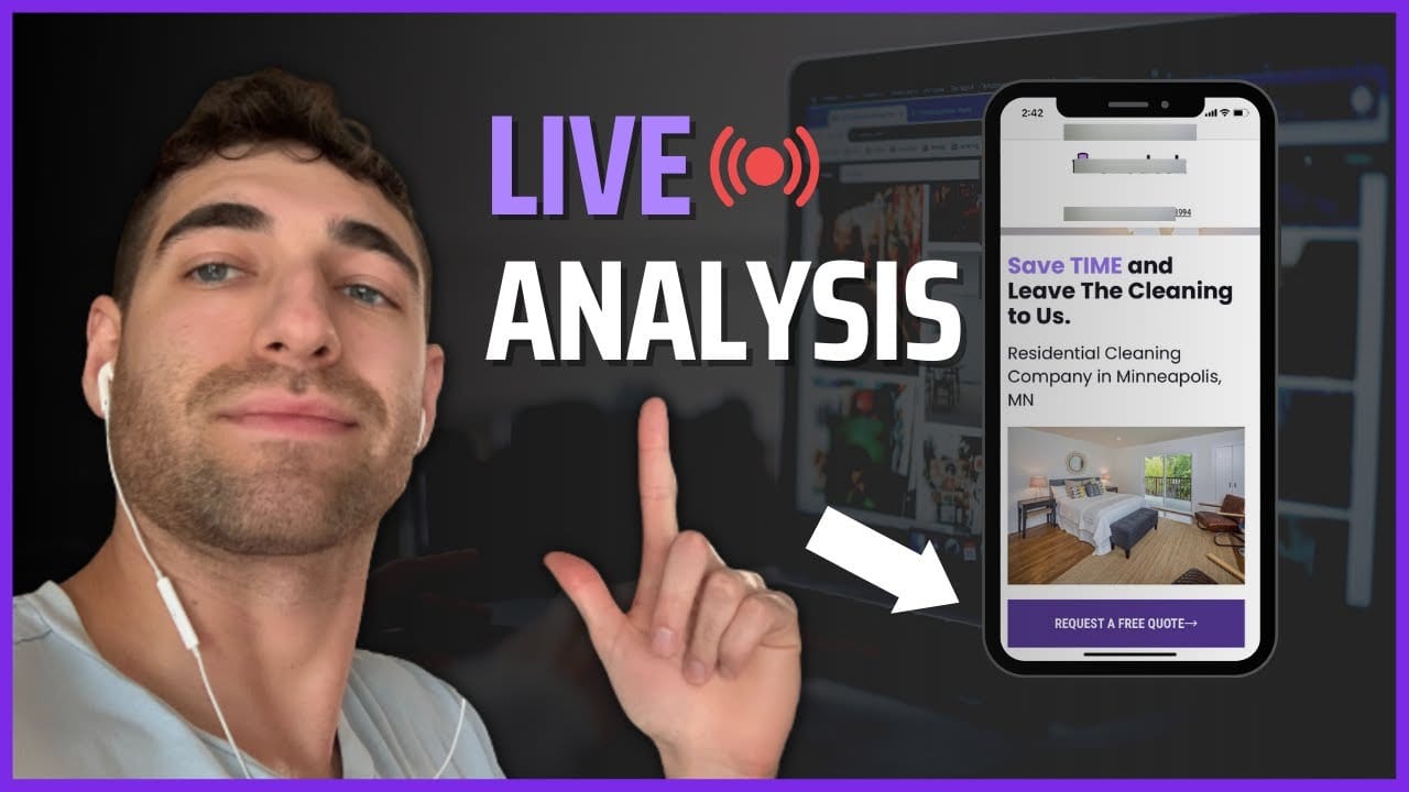 Examples of websites for cleaning businesses, landing page walkthrough (video thumbnail)