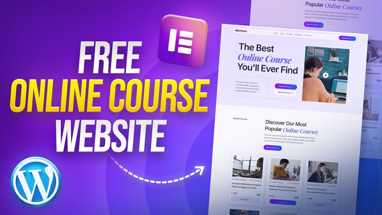 How to create an online course and LMS educational website with WordPress (video thumbnail)