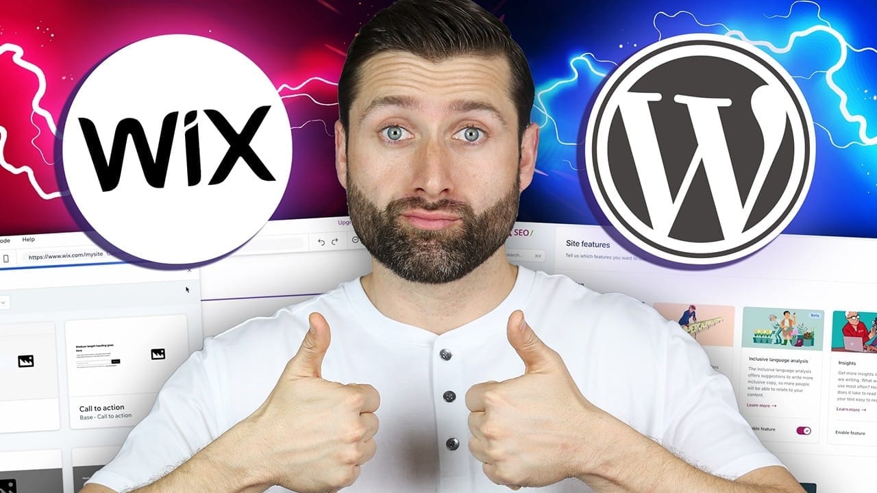 Wix vs WordPress comparison (video thumbnail)