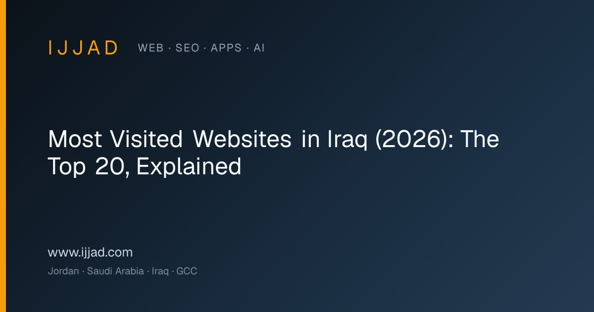 Ranked table of the most visited websites in Iraq, July 2026 traffic data
