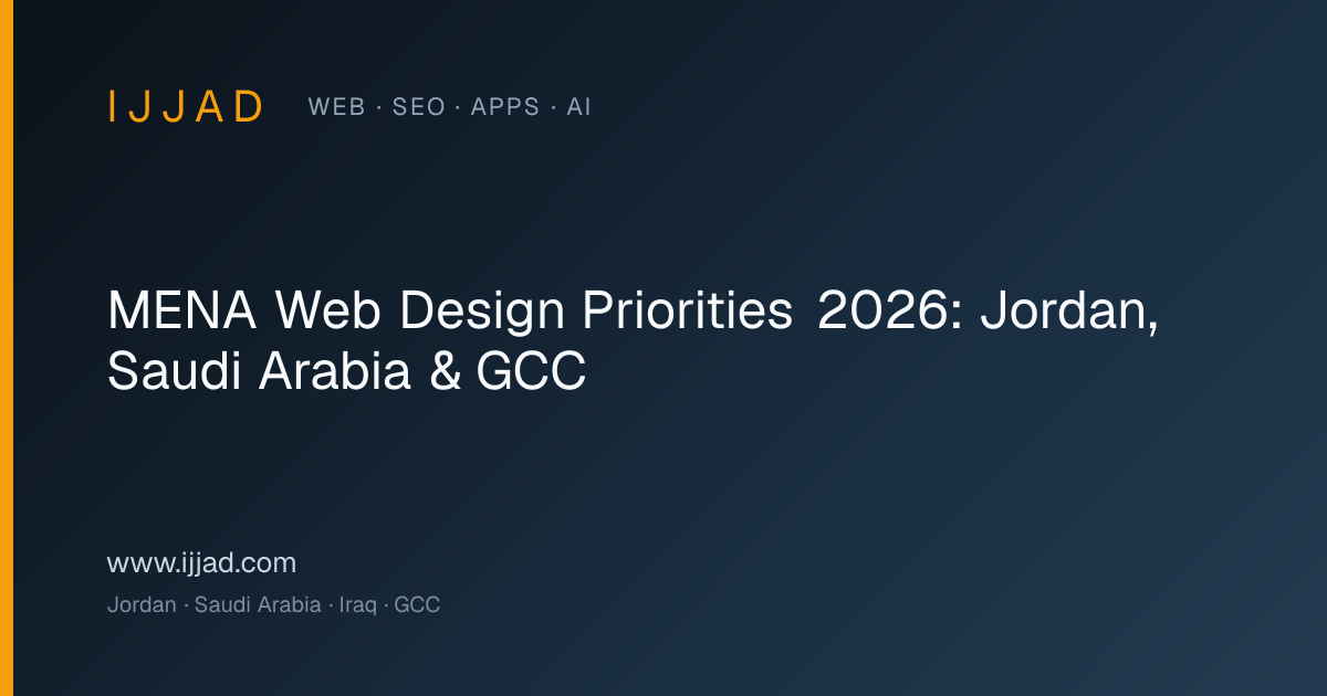 Ijjad title card for MENA web design priorities in 2026